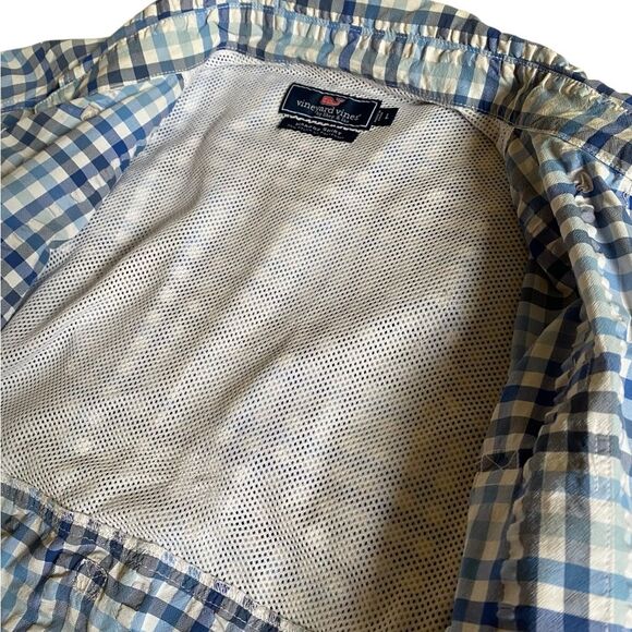 Vineyard Vines Plaid Harbor Shirt Men's Sz L Blue White Long Sleeve Vented Beach - Picture 14 of 15